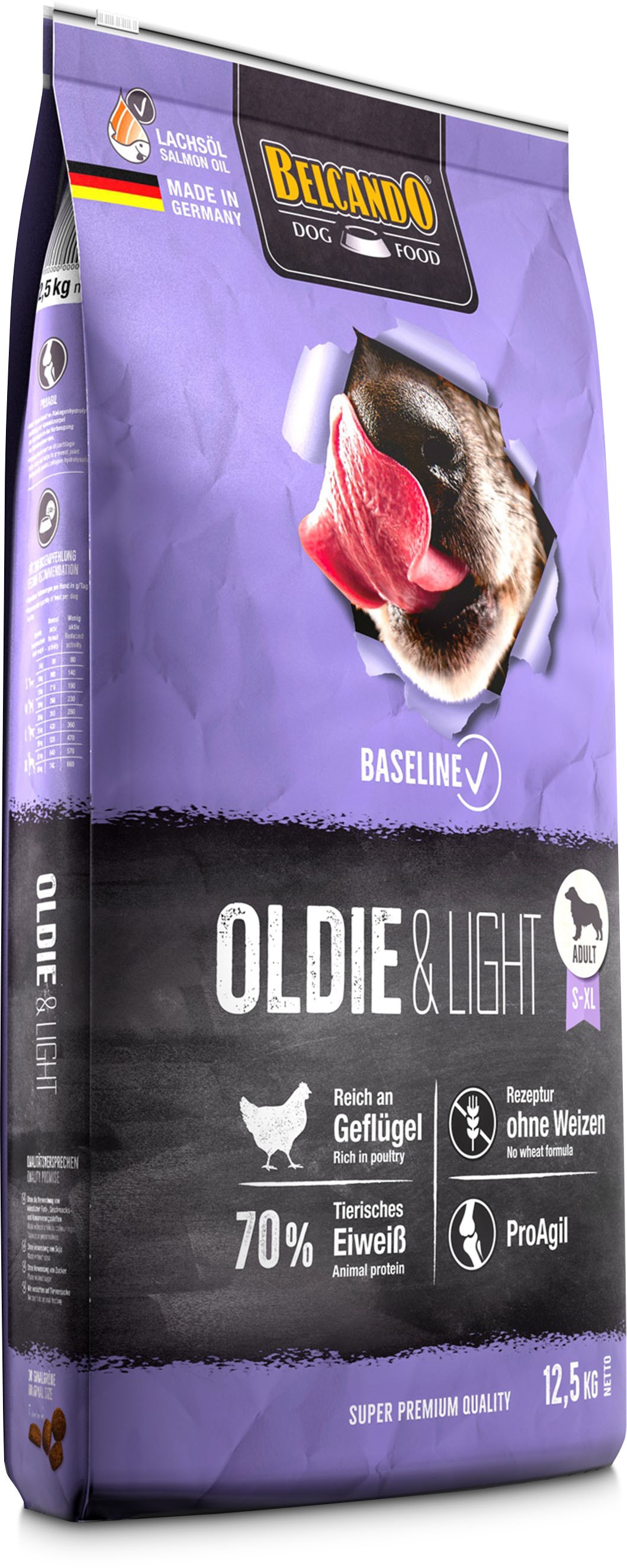 BELCANDO BASELINE OLDIE & LIGHT για ηλικιωμένους ή υπέρβαρους σκύλους μεσαίων και μεγαλόσωμων φυλών, με πουλερικά 12,5kg